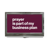 Prayer Is Part Of My Business Plan Business Card Holder - Plum