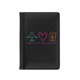Travel is My Love Language Icons Passport Cover - Black