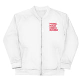 Pyramids Pearls & Educated Delta Girls Bomber Jacket - White & Crimson