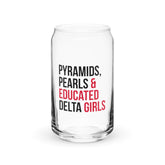 Pyramids Pearls & Educated Delta Girls 16 oz Can-Shaped Glass - Crimson & Black
