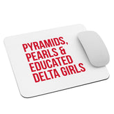 Pyramids, Pearls & Educated Delta Girls Mouse Pad - White & Crimson