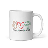 Peace Love Vegan White Glossy Mug